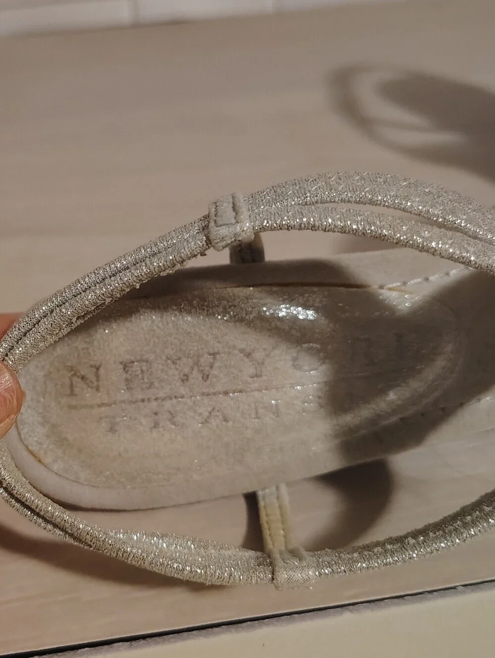New York Transit Embellished Silver Wedge Sandals for Women 7.5